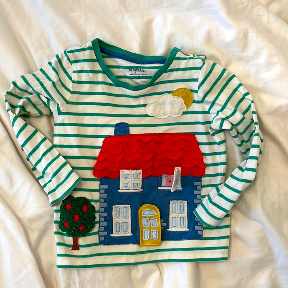 Baby Biden Striped Shirt with Farm Animals and Flaps that open 2-3Y
